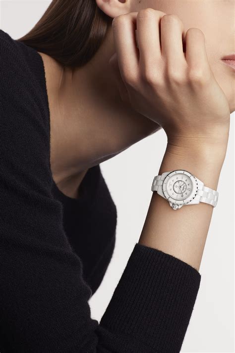 chanel 28359077|J12 Watch, 29 mm White Ceramic & Steel .